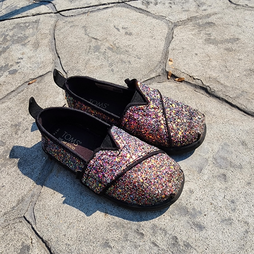 TOMS Black Sparkle Shoes - Toddler Size 9